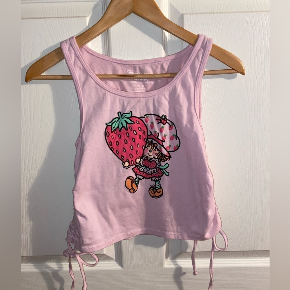 Strawberry Shortcake Pink Cropped Tank Top, Summer, Y2K - Picture 3 of 7
